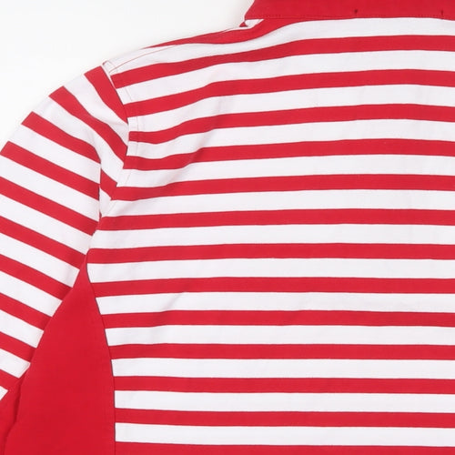 Navigazione Womens Red Striped Cotton Pullover Sweatshirt Size 14 Zip - Logo, Embroidered