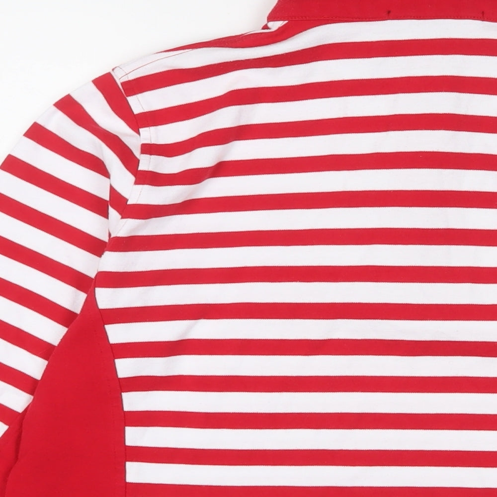 Navigazione Womens Red Striped Cotton Pullover Sweatshirt Size 14 Zip - Logo, Embroidered