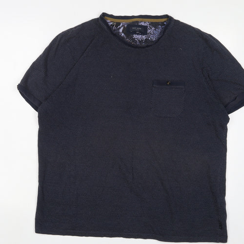 Ted Baker Mens Blue Cotton T-Shirt Size XL Crew Neck - Logo, Embroidered