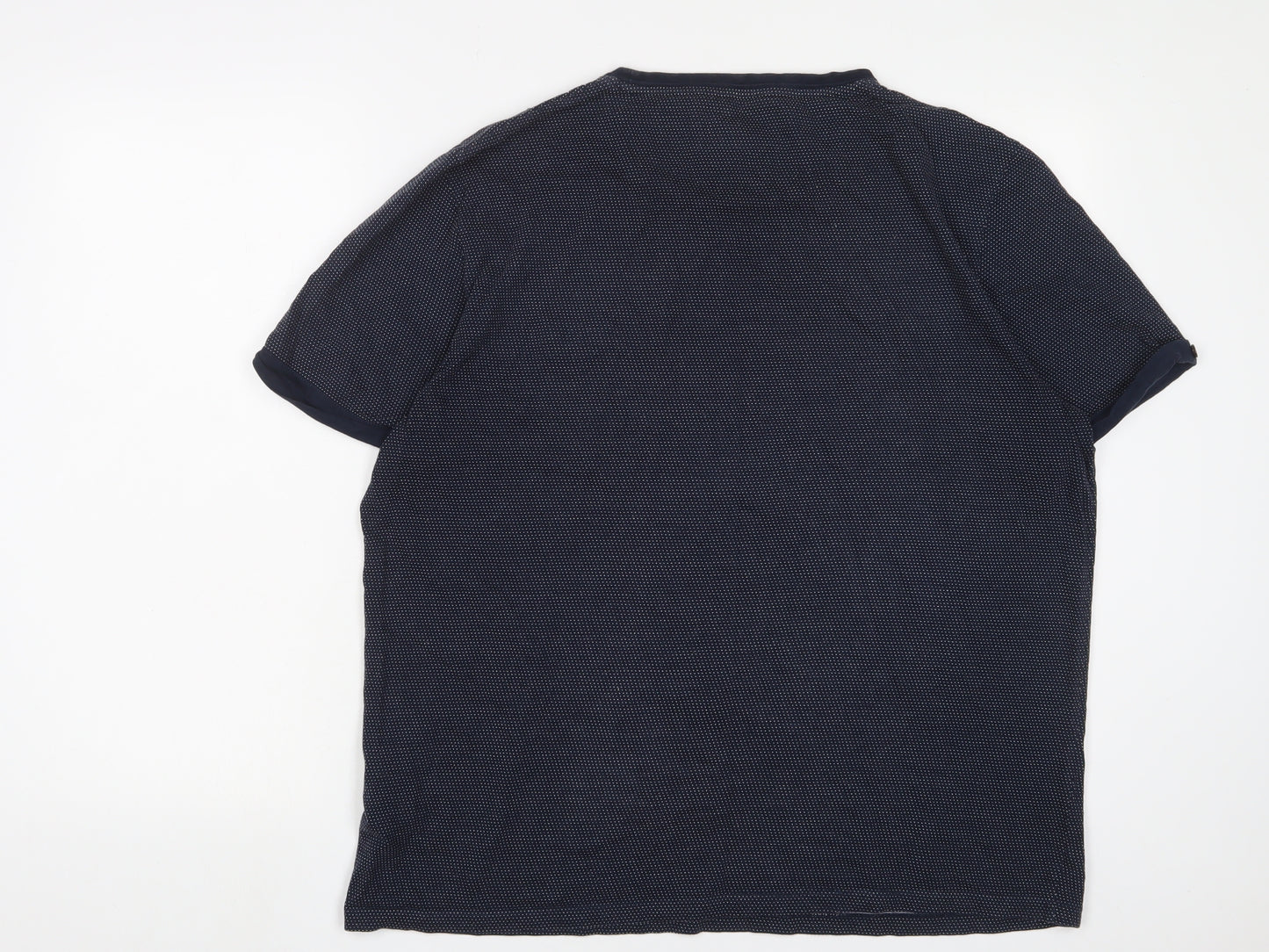 Ted Baker Mens Blue Cotton T-Shirt Size XL Crew Neck - Logo, Embroidered