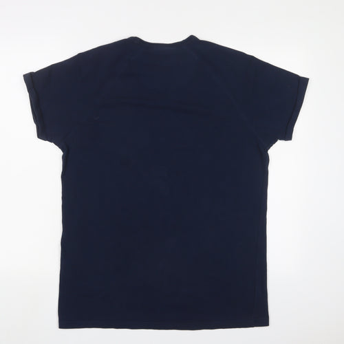 Bewley Ritch Mens Blue Cotton T-Shirt Size L Crew Neck - Logo, Embroidered