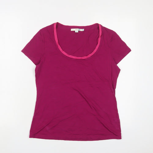 Boden Womens Pink Cotton Basic T-Shirt Size 10 Scoop Neck