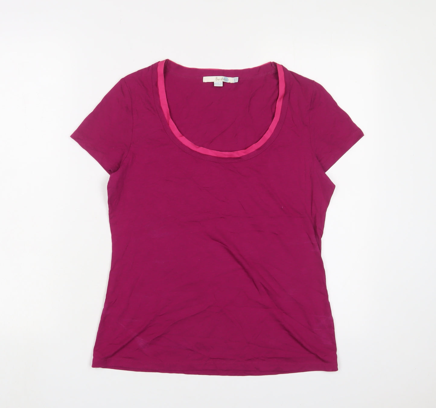 Boden Womens Pink Cotton Basic T-Shirt Size 10 Scoop Neck