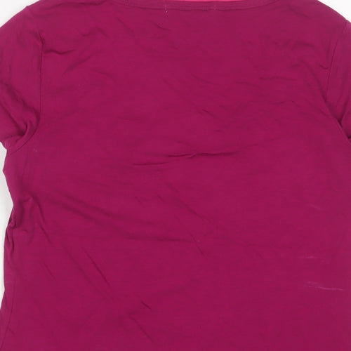 Boden Womens Pink Cotton Basic T-Shirt Size 10 Scoop Neck