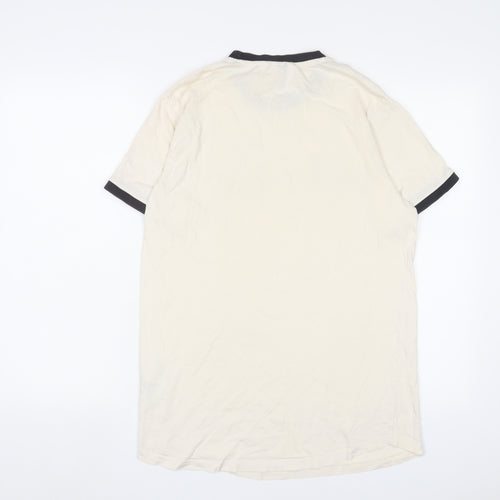 ellesse Mens Beige Cotton T-Shirt Size S Crew Neck - Logo