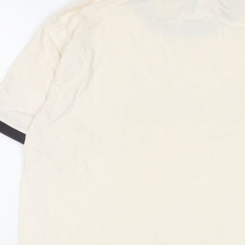 ellesse Mens Beige Cotton T-Shirt Size S Crew Neck - Logo