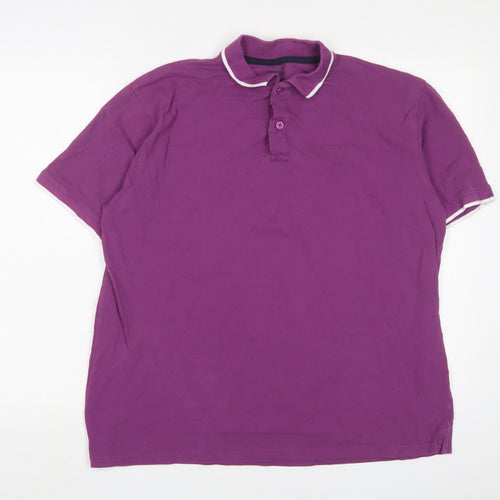 James Pringle Mens Purple Cotton Polo Size XL Collared Button - Logo, Embroidered