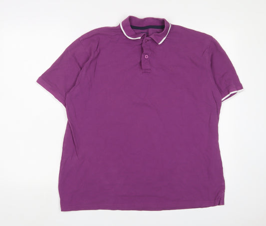 James Pringle Mens Purple Cotton Polo Size XL Collared Button - Logo, Embroidered