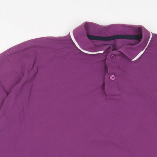 James Pringle Mens Purple Cotton Polo Size XL Collared Button - Logo, Embroidered