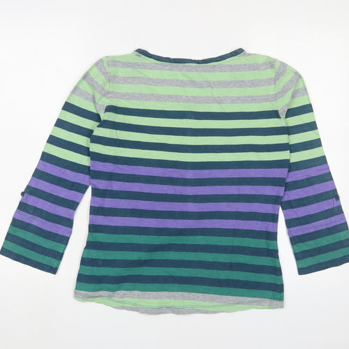 Boden Womens Multicoloured Striped Cotton Basic T-Shirt Size 12 Henley