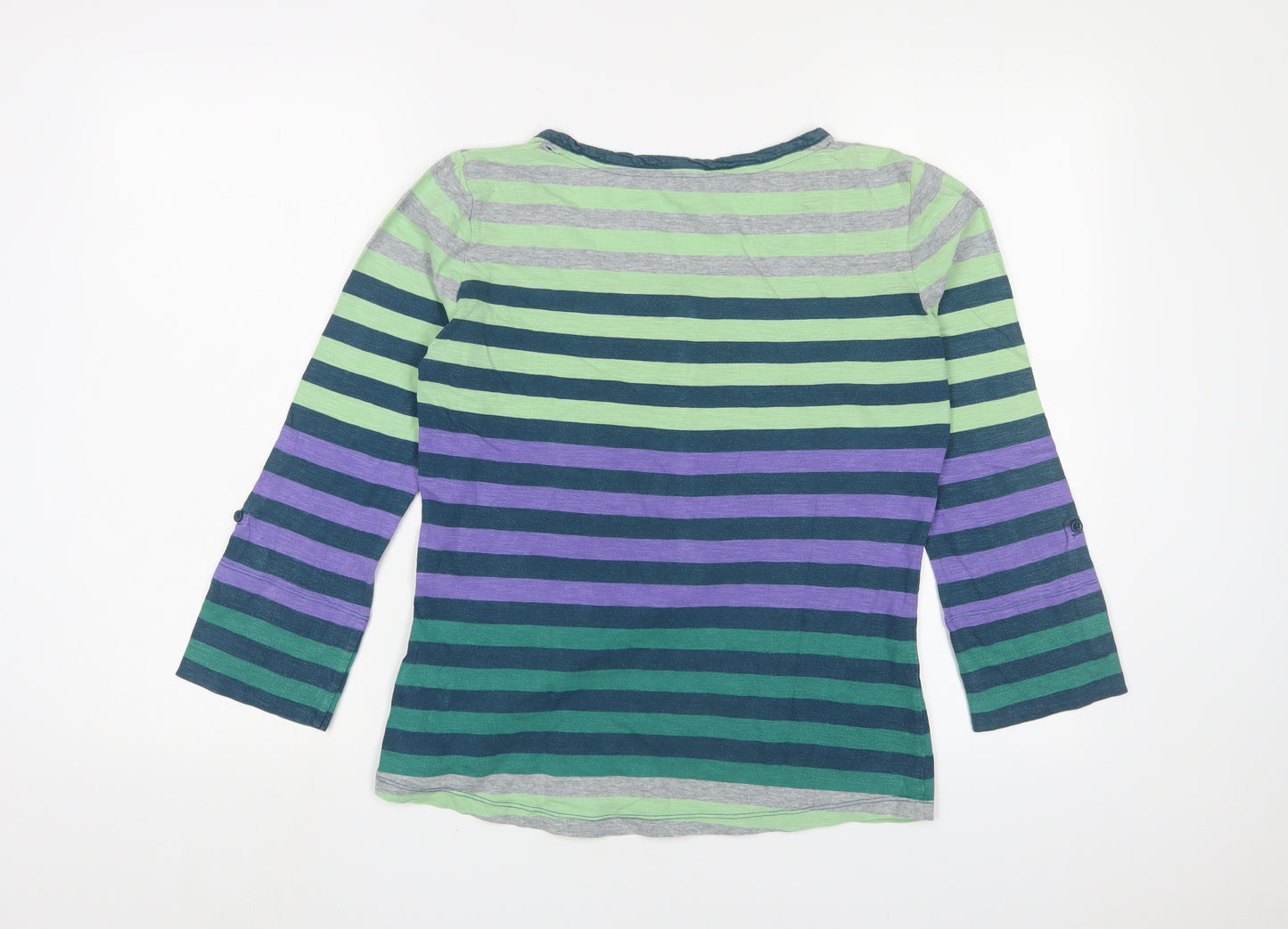 Boden Womens Multicoloured Striped Cotton Basic T-Shirt Size 12 Henley