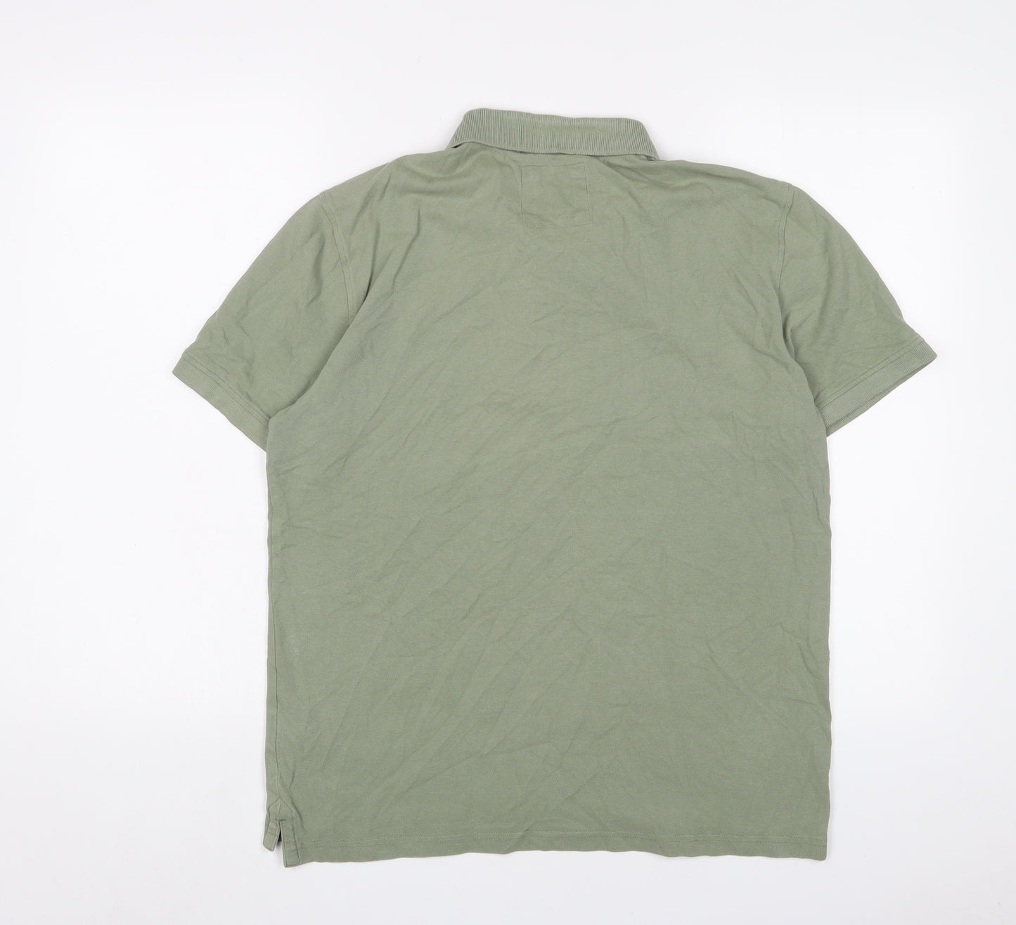 Crew Clothing Mens Green Cotton Polo Size M Collared Button - Logo, Embroidered