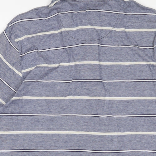 Jasper Conran Mens Blue Striped Cotton Polo Size M Collared Button