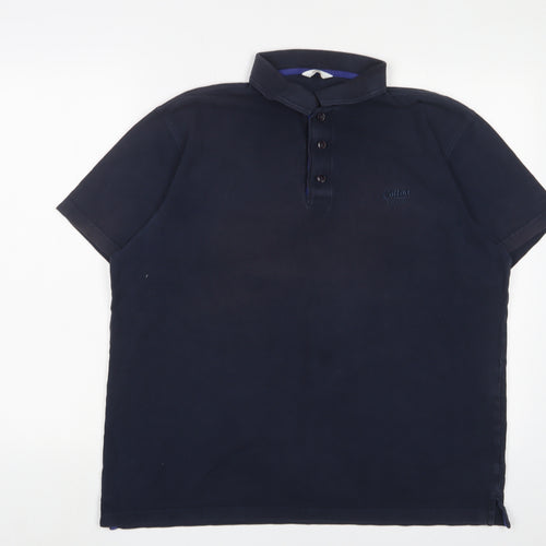 Cotton Traders Mens Blue Cotton Polo Size L Collared Button - Logo, Embroidered