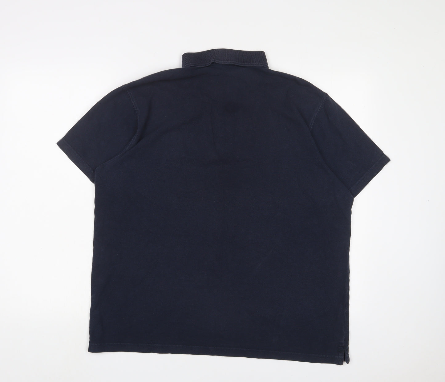 Cotton Traders Mens Blue Cotton Polo Size L Collared Button - Logo, Embroidered