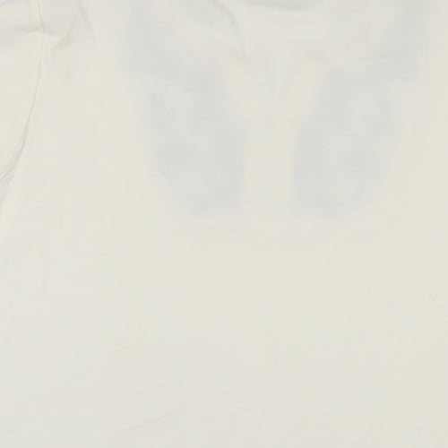 EWM Womens Ivory Fair Isle Cotton Basic T-Shirt Size L V-Neck - Embroidered