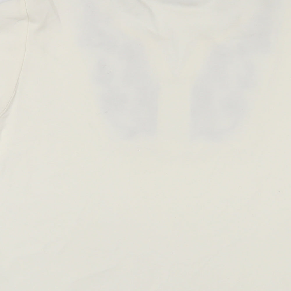 EWM Womens Ivory Fair Isle Cotton Basic T-Shirt Size L V-Neck - Embroidered