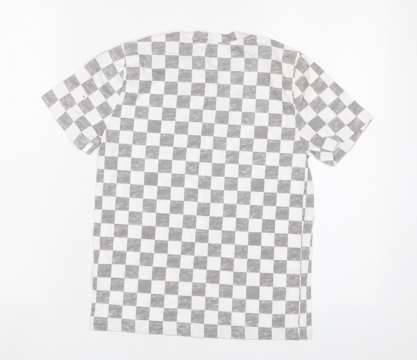 abercrombie kids Boys Grey Check Cotton Basic T-Shirt Size 9-10 Years Crew Neck Pullover - Logo, Embroidered