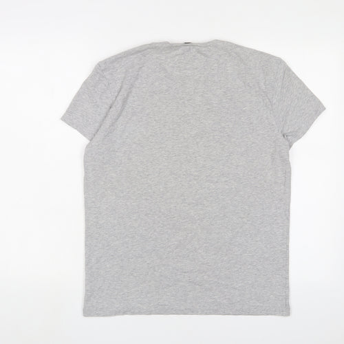 Calvin Klein Mens Grey Cotton T-Shirt Size L Crew Neck - Logo
