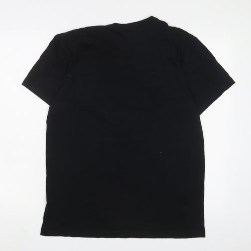 Polo Ralph Lauren Mens Black Cotton T-Shirt Size L V-Neck - Logo, Embroidered