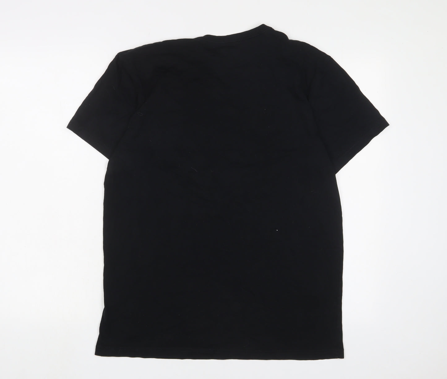 Polo Ralph Lauren Mens Black Cotton T-Shirt Size L V-Neck - Logo, Embroidered