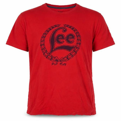 Lee Mens Red Cotton T-Shirt Size S Crew Neck - Logo