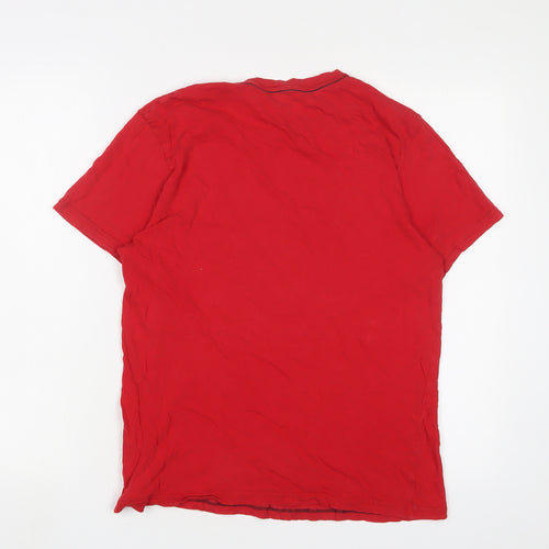 Lee Mens Red Cotton T-Shirt Size S Crew Neck - Logo