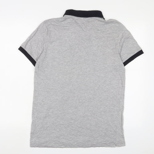 French Connection Womens Grey Cotton Basic Polo Size L Collared - Logo, Embroidered