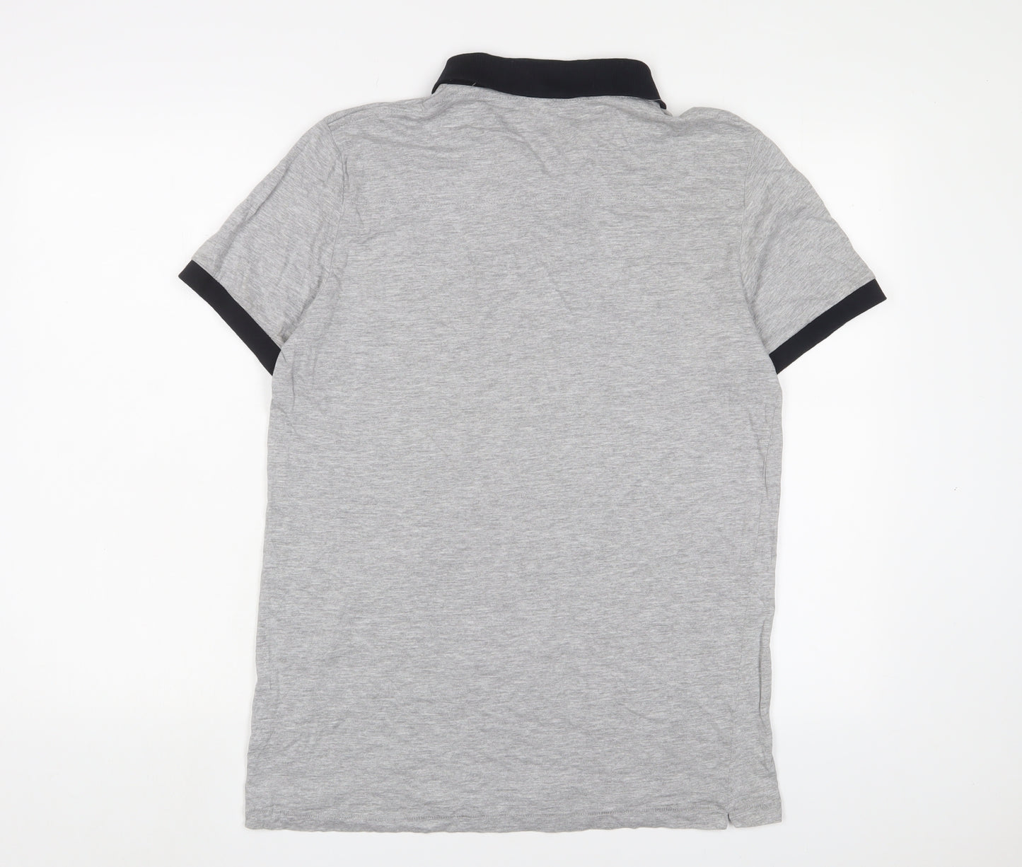 French Connection Womens Grey Cotton Basic Polo Size L Collared - Logo, Embroidered