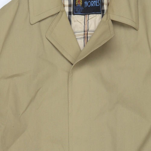 Horne Brothers Mens Beige Overcoat Coat Size XL Button - Pockets