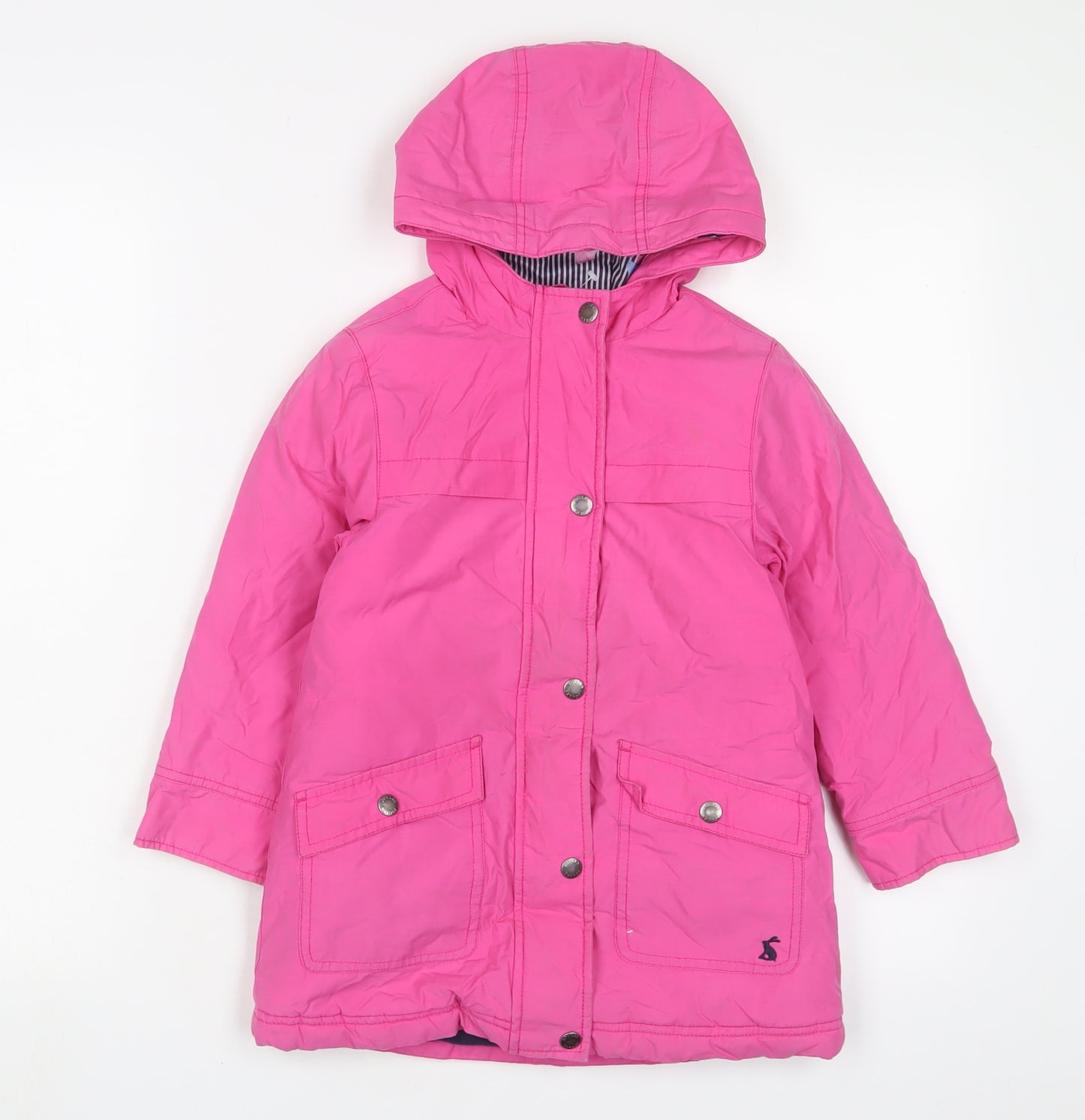 Joules Girls Pink Basic Coat Coat Size 5 Years Zip - Logo, Embroidered