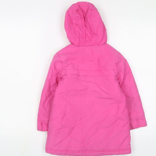 Joules Girls Pink Basic Coat Coat Size 5 Years Zip - Logo, Embroidered
