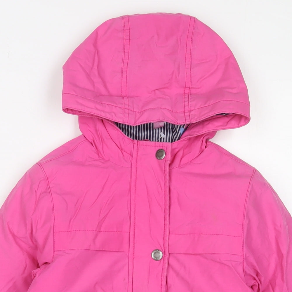 Joules Girls Pink Basic Coat Coat Size 5 Years Zip - Logo, Embroidered