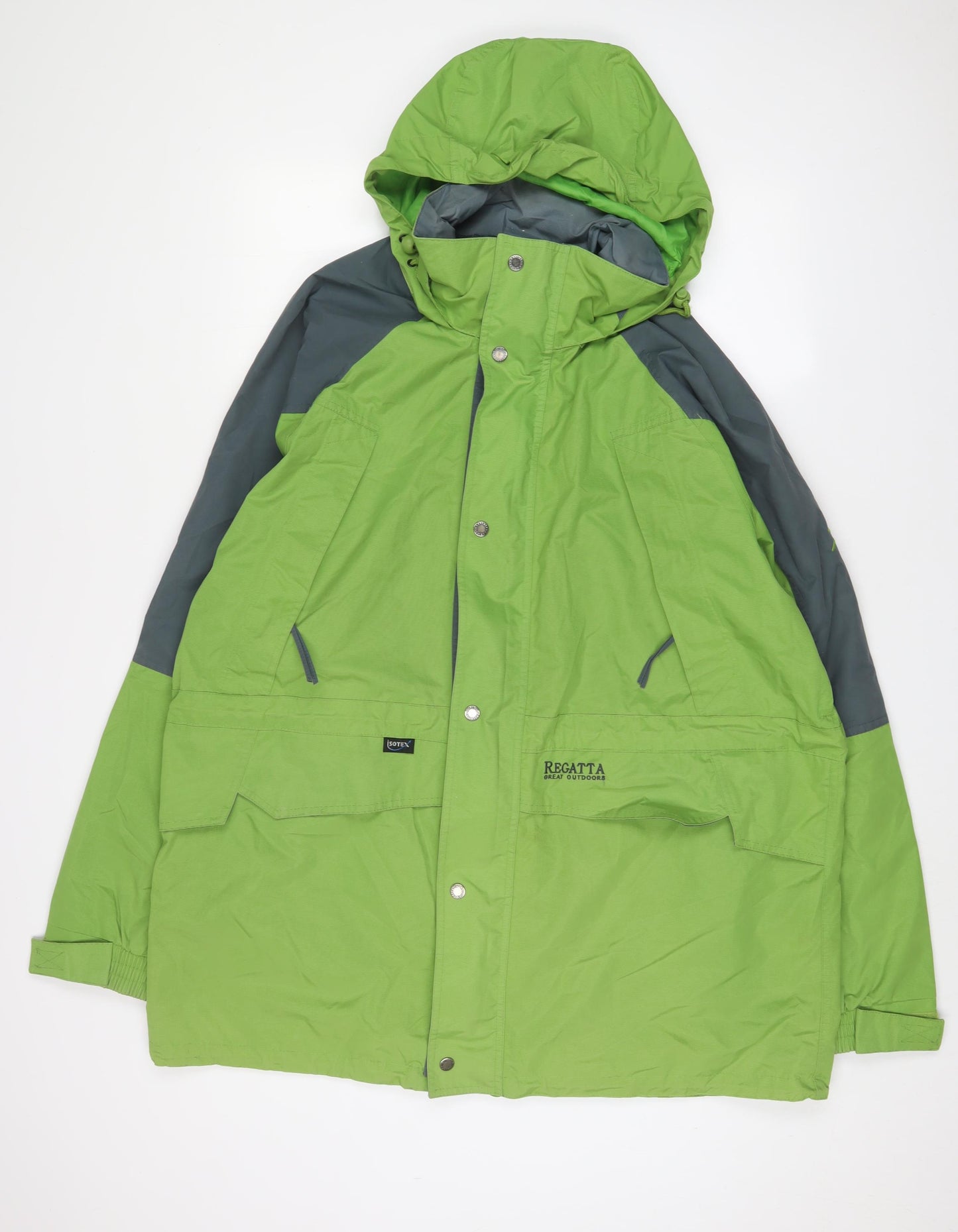 Regatta Mens Green Rain Coat Coat Size XL Zip - Logo, Embroidered