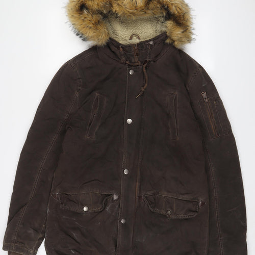 Blend Womens Brown Anorak Coat Size M Zip - Pockets