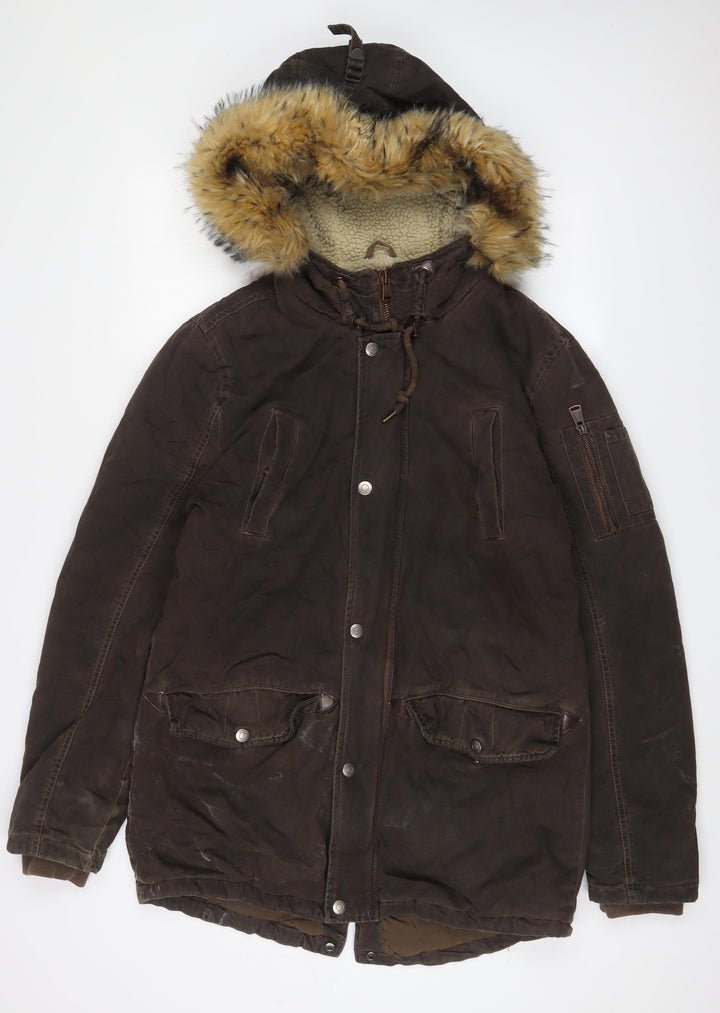 Blend Womens Brown Anorak Coat Size M Zip - Pockets