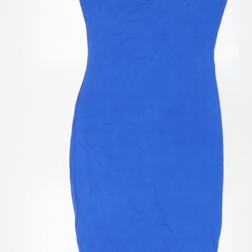 Dorothy Perkins Womens Blue Viscose Bodycon Size 10 Scoop Neck Pullover