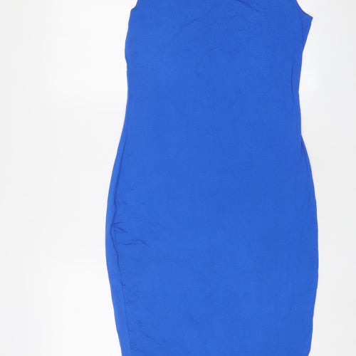 Dorothy Perkins Womens Blue Viscose Bodycon Size 10 Scoop Neck Pullover