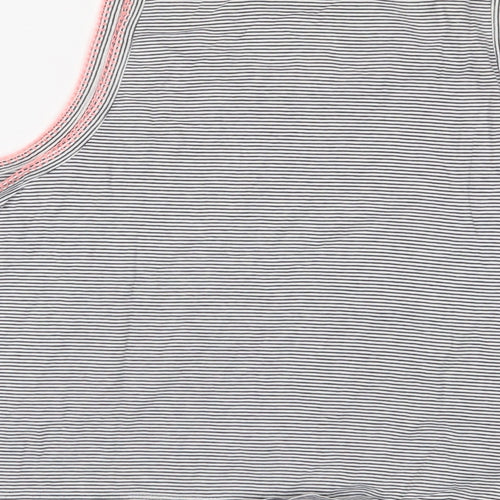 NEXT Girls Black Striped Cotton Basic T-Shirt Size 16 Years Scoop Neck Pullover - Tie Front