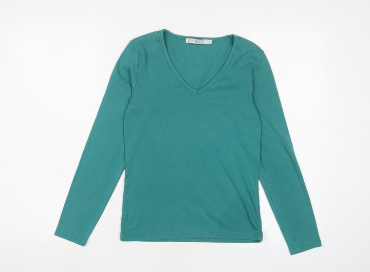 Emreco Womens Blue Polyester Basic T-Shirt Size 10 V-Neck