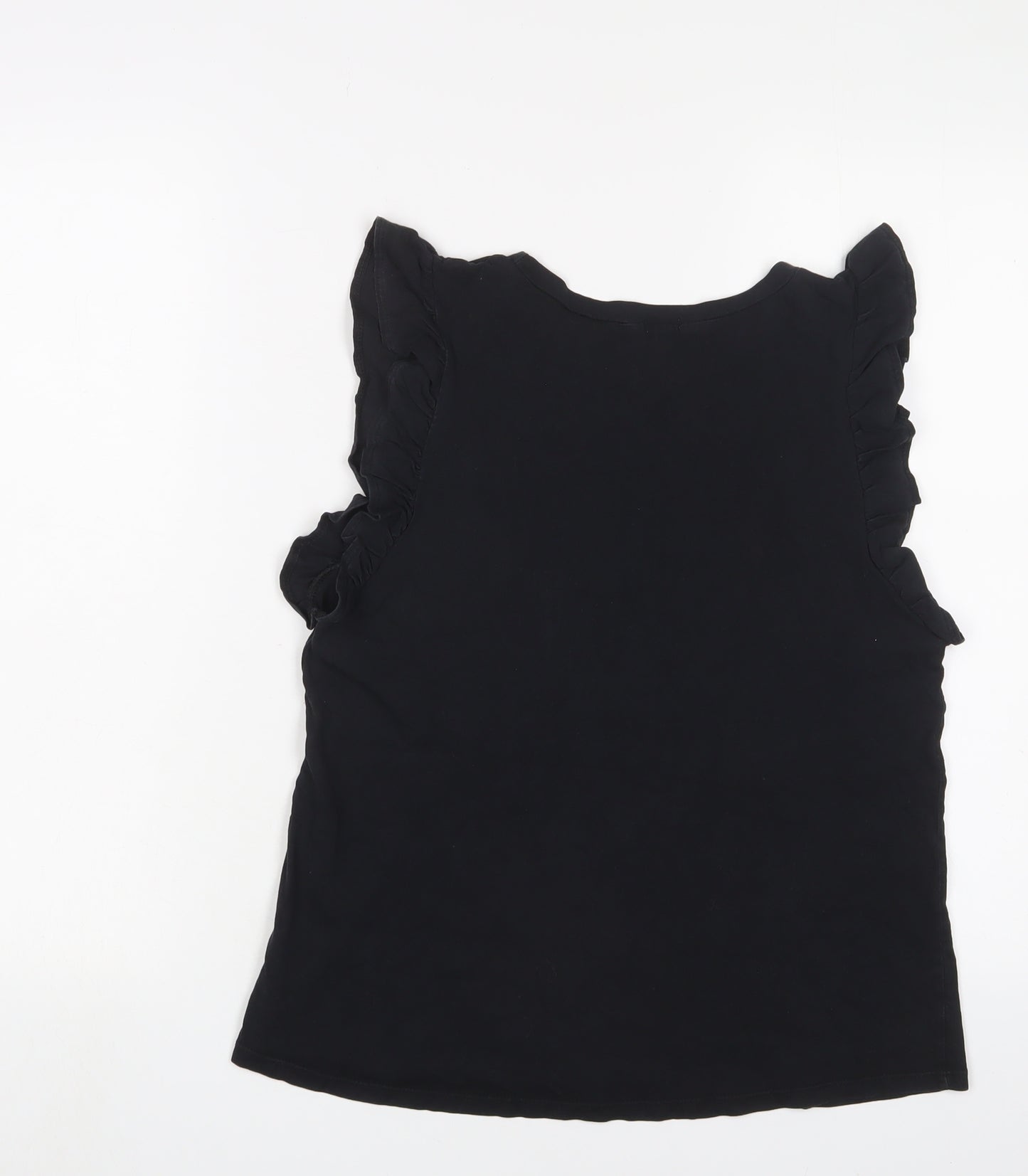 River Island Womens Black Cotton Basic Tank Size 12 Crew Neck - Aime-Moi