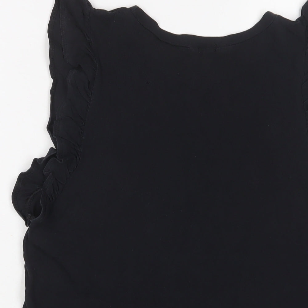 River Island Womens Black Cotton Basic Tank Size 12 Crew Neck - Aime-Moi