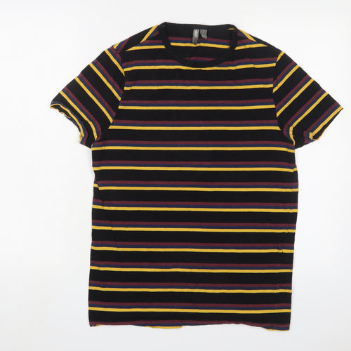 ASOS Mens Multicoloured Striped Cotton T-Shirt Size S Crew Neck
