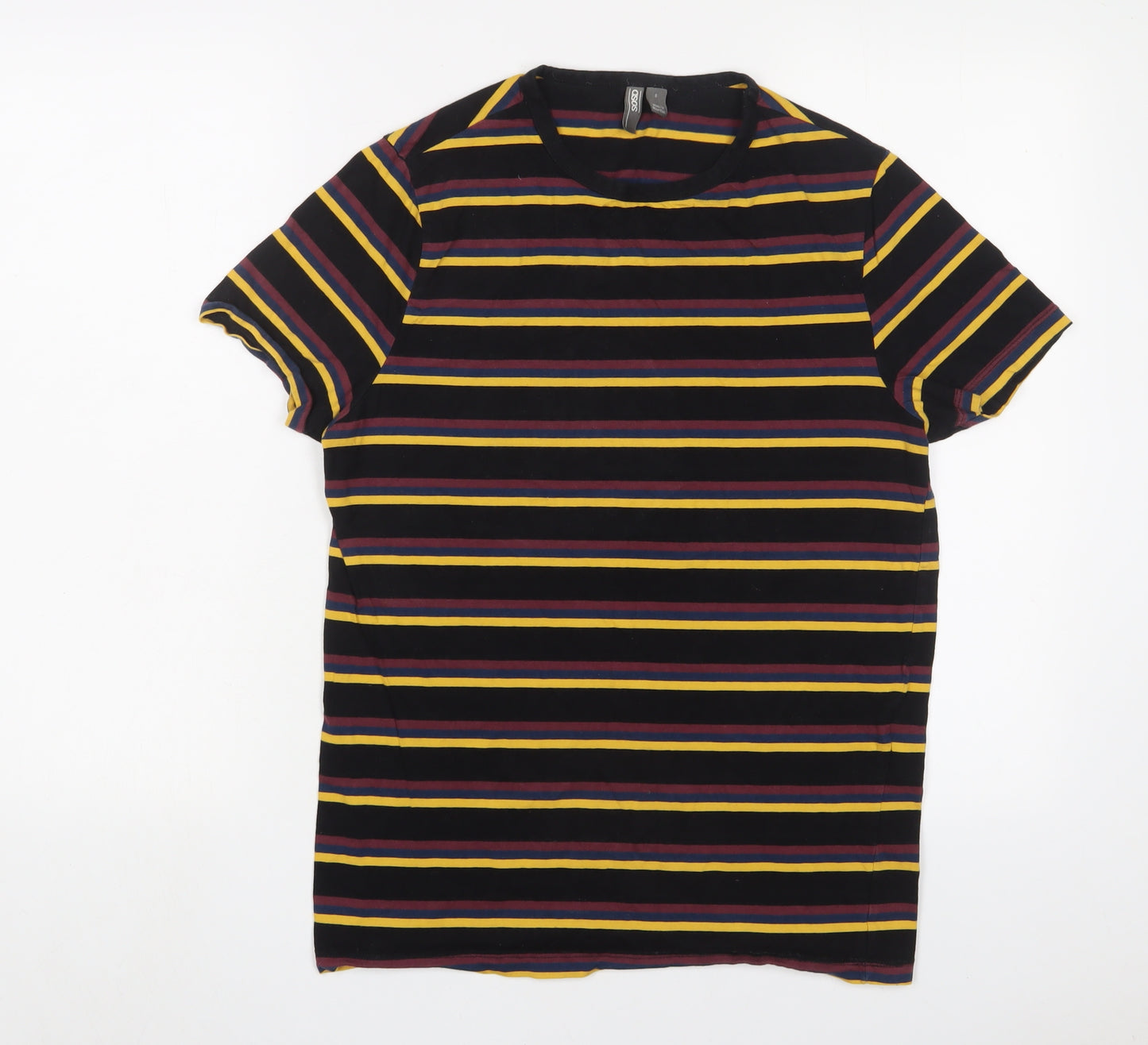 ASOS Mens Multicoloured Striped Cotton T-Shirt Size S Crew Neck