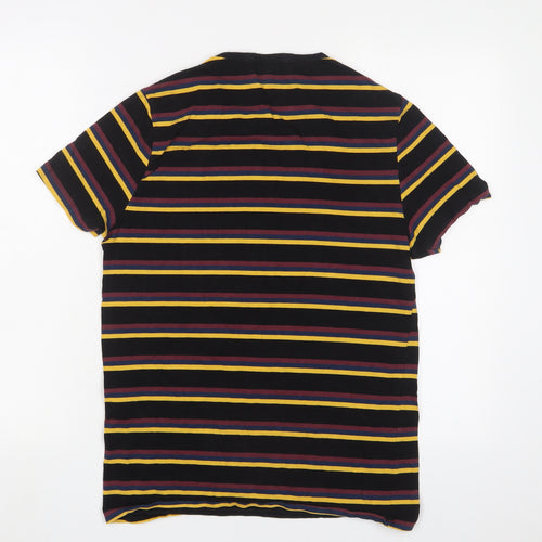 ASOS Mens Multicoloured Striped Cotton T-Shirt Size S Crew Neck