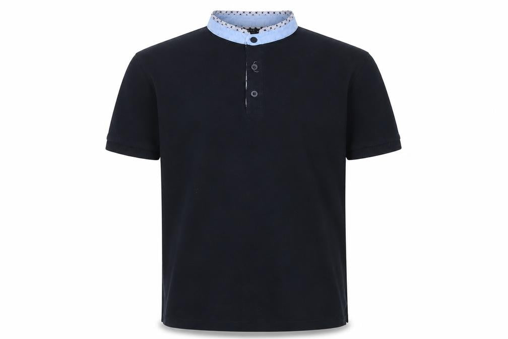 Zara Mens Blue Cotton T-Shirt Size S Henley