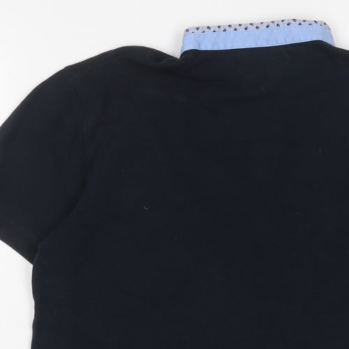 Zara Mens Blue Cotton T-Shirt Size S Henley