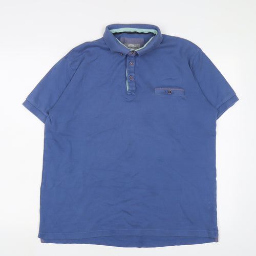 Peter Gribby Mens Blue Cotton Polo Size L Collared Button