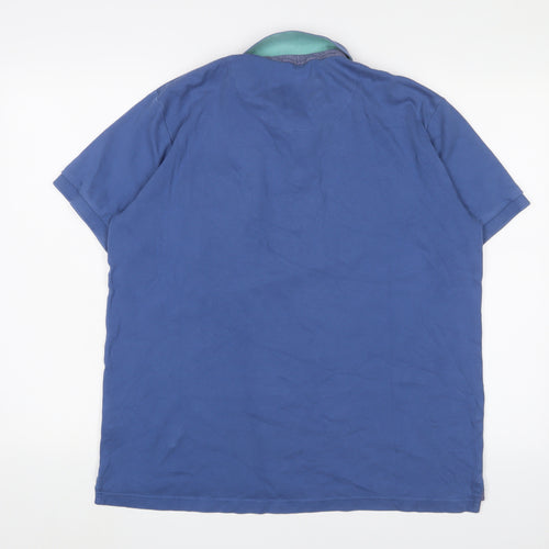 Peter Gribby Mens Blue Cotton Polo Size L Collared Button