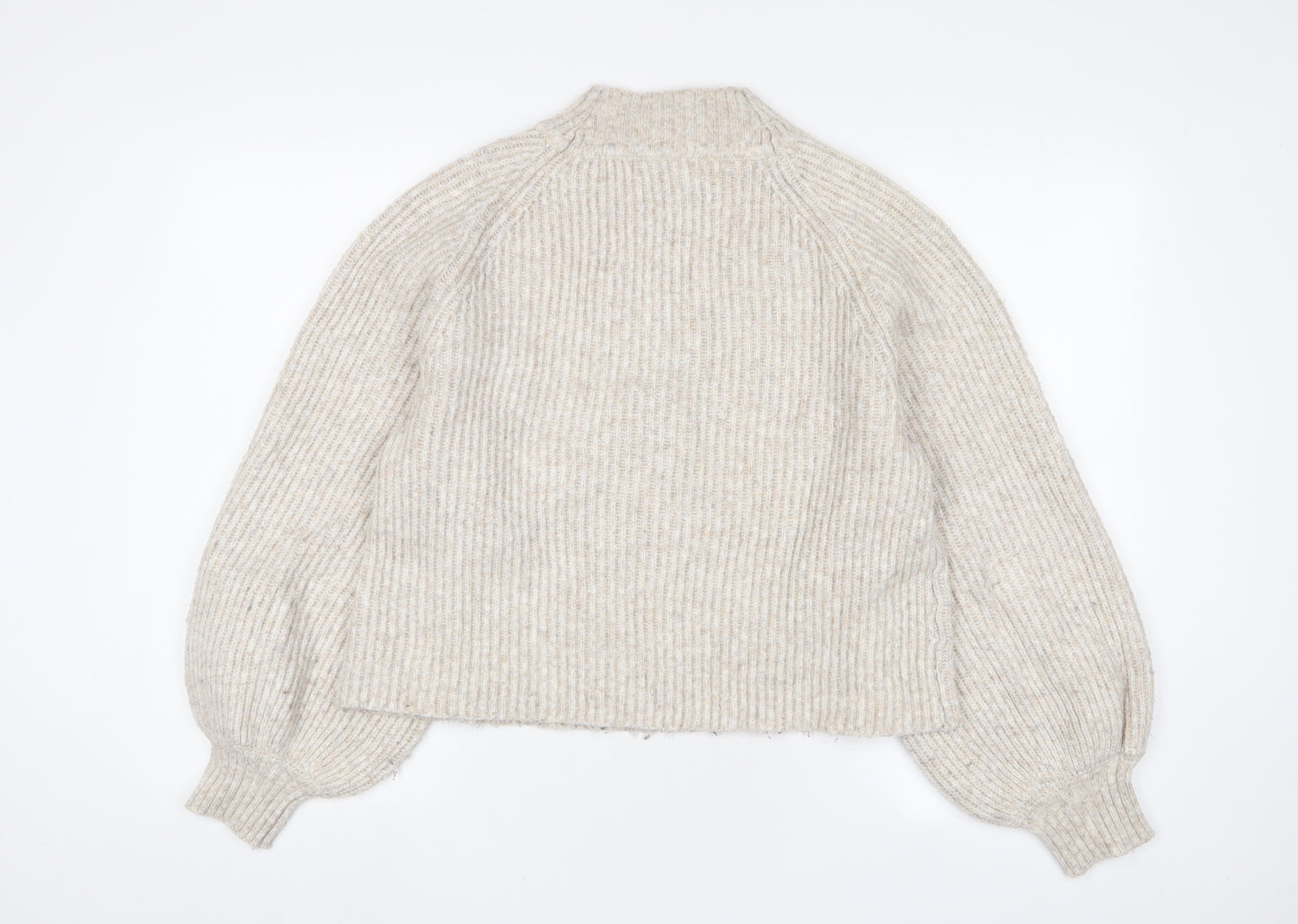 Mango Womens Beige Round Neck Acrylic Pullover Jumper Size M